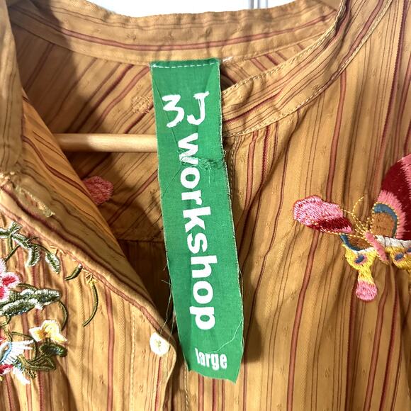 Johnny Was 3J Workshop Alexander Western Embroidered Blouse Sz L - Picture 3 of 4